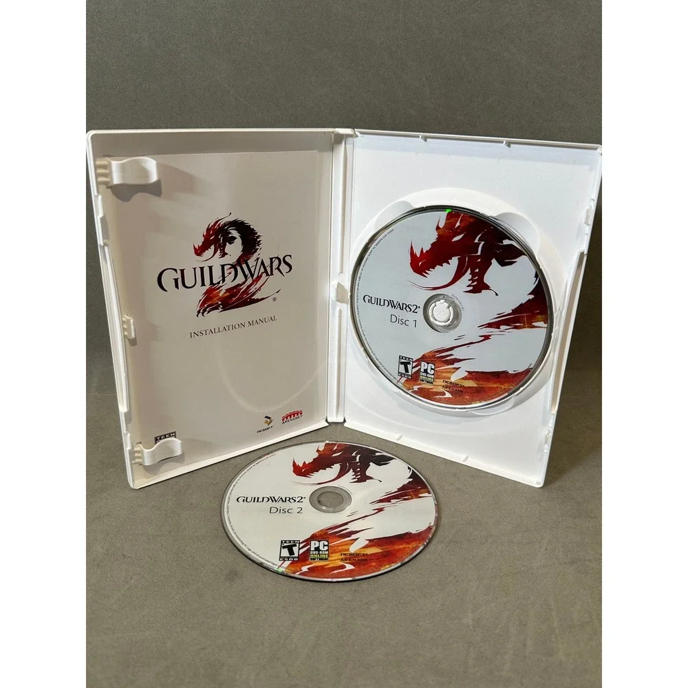 Guild Wars 2 PC Game DVD-ROM ArenaNet NCSoft with Sleeve and Manual‎ 2-Disc Set
